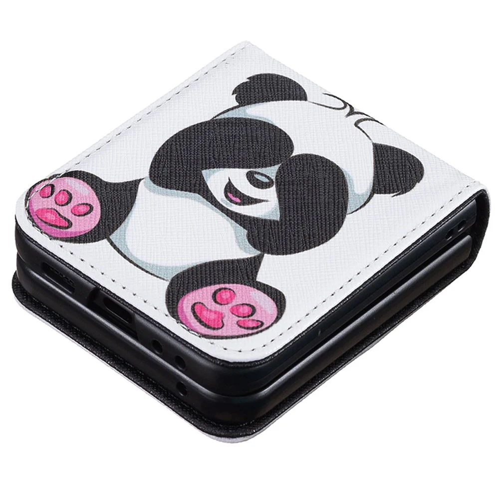 For Samsung Galaxy Z Flip7 FE 5G / Z Flip6 5G / Z Flip5 5G Case Pattern Print PU Leather Phone Shell - Panda - Image 4