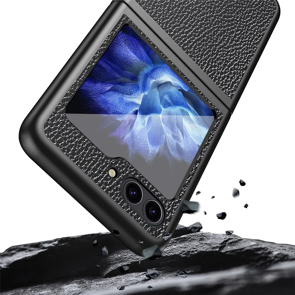 For Samsung Galaxy Z Flip7 FE 5G / Z Flip6 5G / Z Flip5 5G Case PU Leather+Hard PC Anti-Drop Phone Cover - Green - Image 5