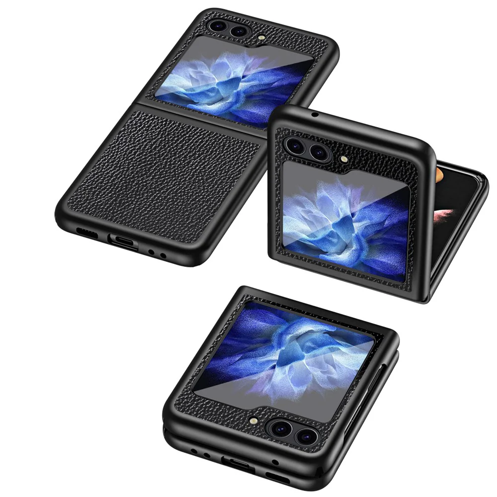 For Samsung Galaxy Z Flip7 FE 5G / Z Flip6 5G / Z Flip5 5G Case PU Leather+Hard PC Anti-Drop Phone Cover - Green - Image 6