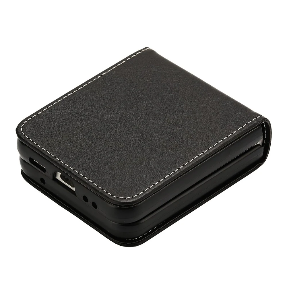 For Samsung Galaxy Z Flip7 FE 5G / Z Flip6 5G / Z Flip5 5G Case PU Leather Hard PC Phone Cover Calf Texture - Black - Image 4