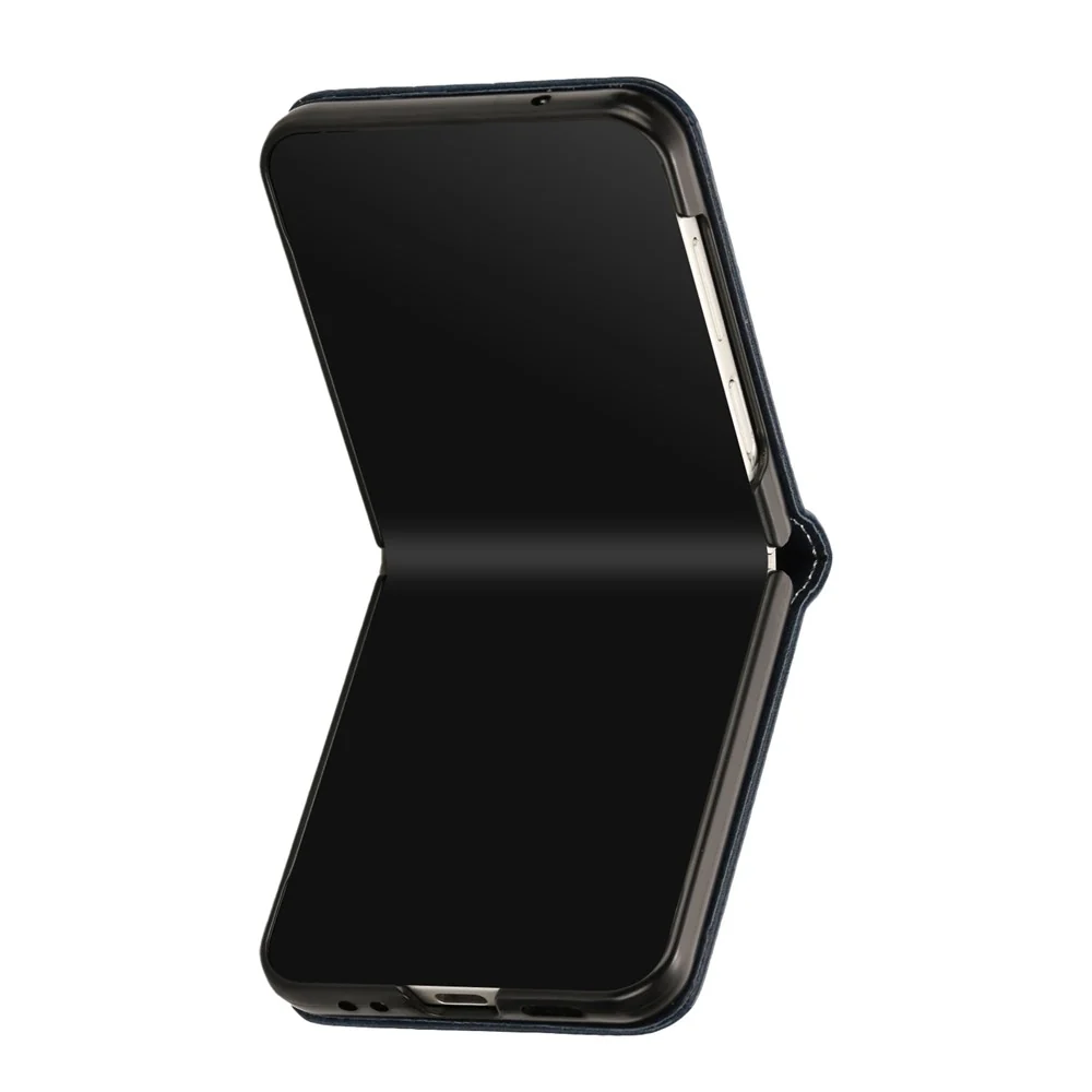 For Samsung Galaxy Z Flip7 FE 5G / Z Flip6 5G / Z Flip5 5G Case PU Leather Hard PC Phone Cover Calf Texture - Sapphire - Image 7