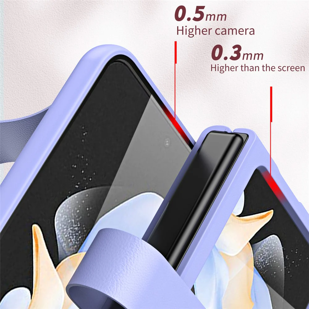 For Samsung Galaxy Z Flip7 FE 5G / Z Flip6 5G / Z Flip5 5G Case PU Leather + PC Phone Cover with Grip Strap - Purple - Image 3