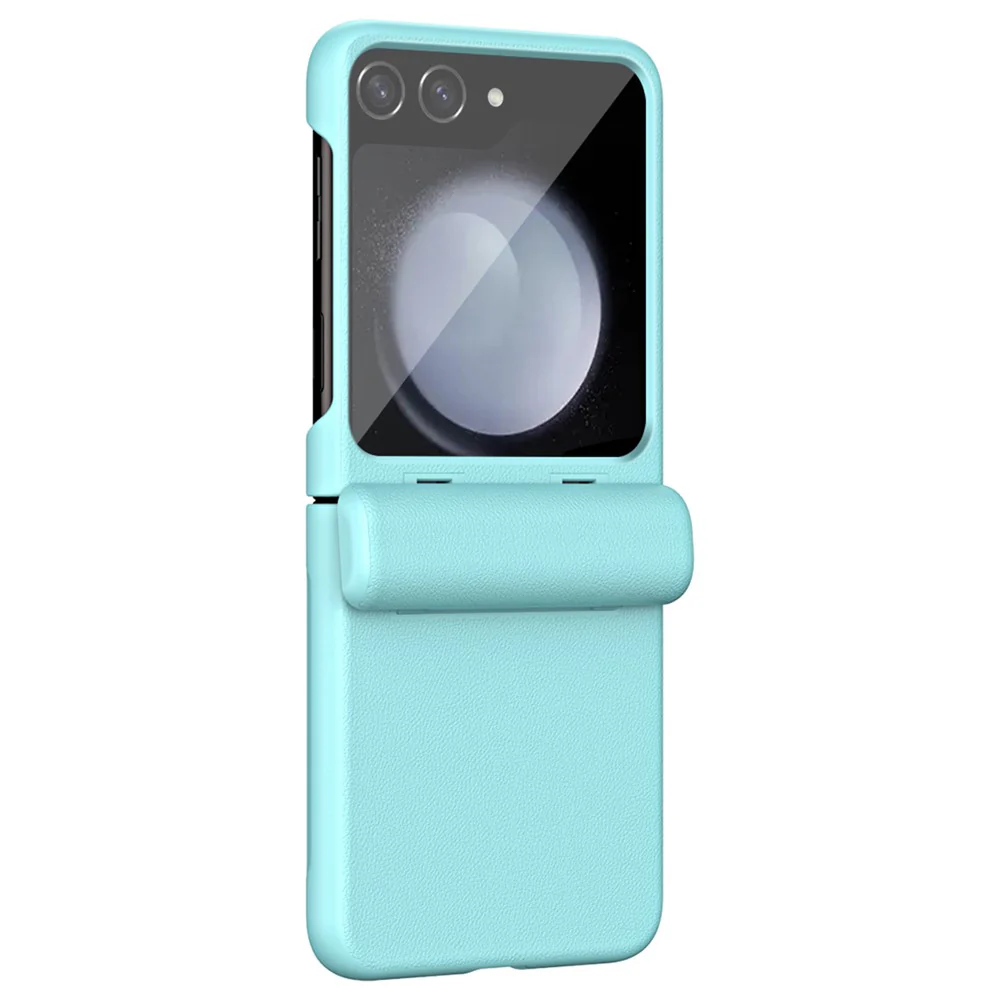 For Samsung Galaxy Z Flip7 FE 5G / Z Flip6 5G / Z Flip5 5G Case Textured Leather + PC Hinge Protection Phone Cover - Green - Image 2