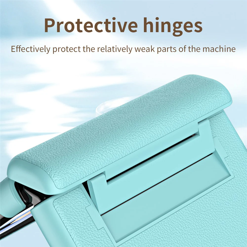 For Samsung Galaxy Z Flip7 FE 5G / Z Flip6 5G / Z Flip5 5G Case Textured Leather + PC Hinge Protection Phone Cover - Green - Image 6