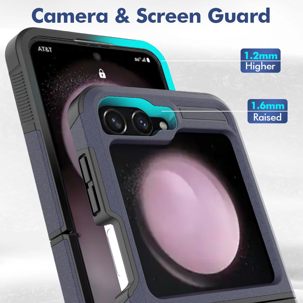 For Samsung Galaxy Z Flip7 FE 5G / Z Flip6 5G / Z Flip5 5G Phone Case 2-in-1 PC+TPU Shockproof Cover - Dark Blue - Image 2