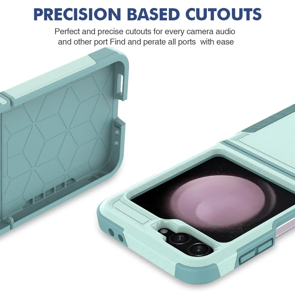 For Samsung Galaxy Z Flip7 FE 5G / Z Flip6 5G / Z Flip5 5G Phone Case 2-in-1 PC+TPU Shockproof Cover - Mint Green - Image 4