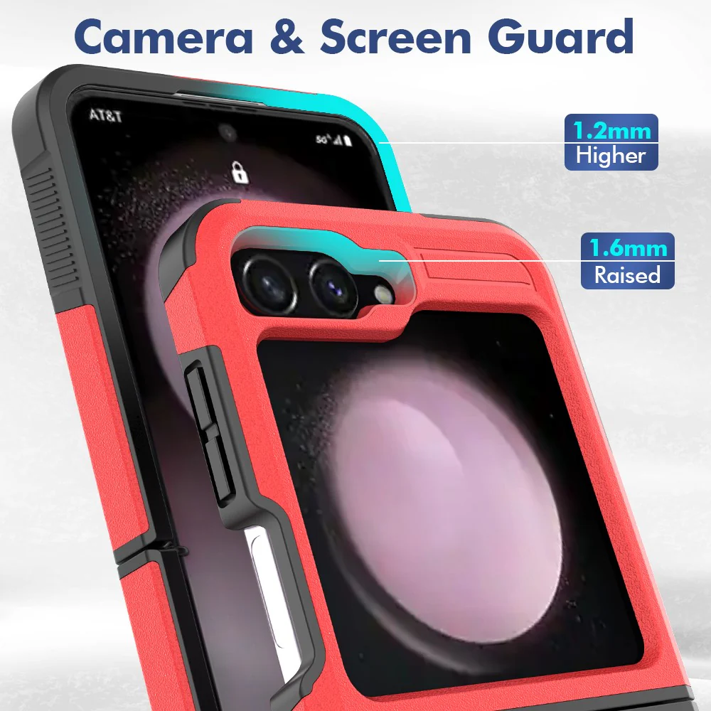 For Samsung Galaxy Z Flip7 FE 5G / Z Flip6 5G / Z Flip5 5G Phone Case 2-in-1 PC+TPU Shockproof Cover - Red - Image 2