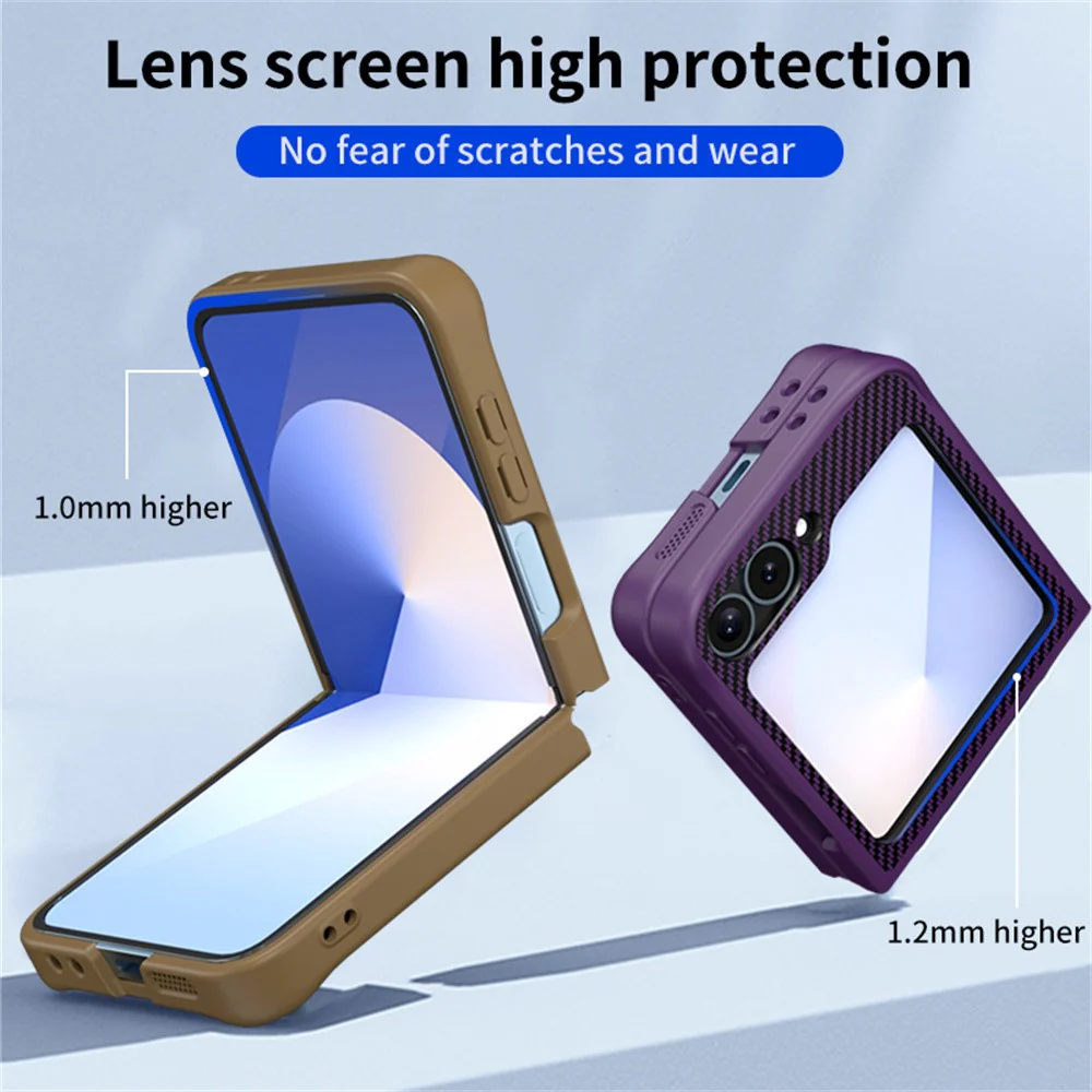 For Samsung Galaxy Z Flip7 FE 5G / Z Flip6 5G / Z Flip5 5G Phone Case with Magnetic Kickstand TPU + PC Carbon Fiber Back Cover - Grey - Image 5