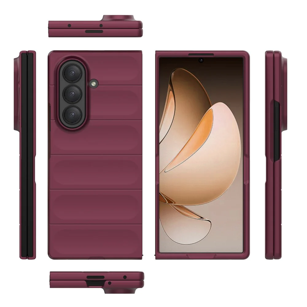 For Samsung Galaxy Z Fold7 5G Case Anti-Drop Soft TPU Rugged Phone Back Cover - Wine Red - Image 7