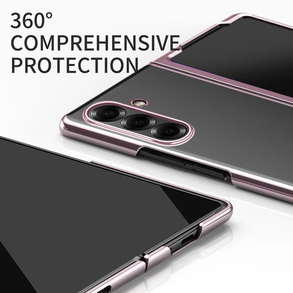 For Samsung Galaxy Z Fold7 5G Case Clear PC Electroplating Hard Phone Cover - Rose Gold - Image 6