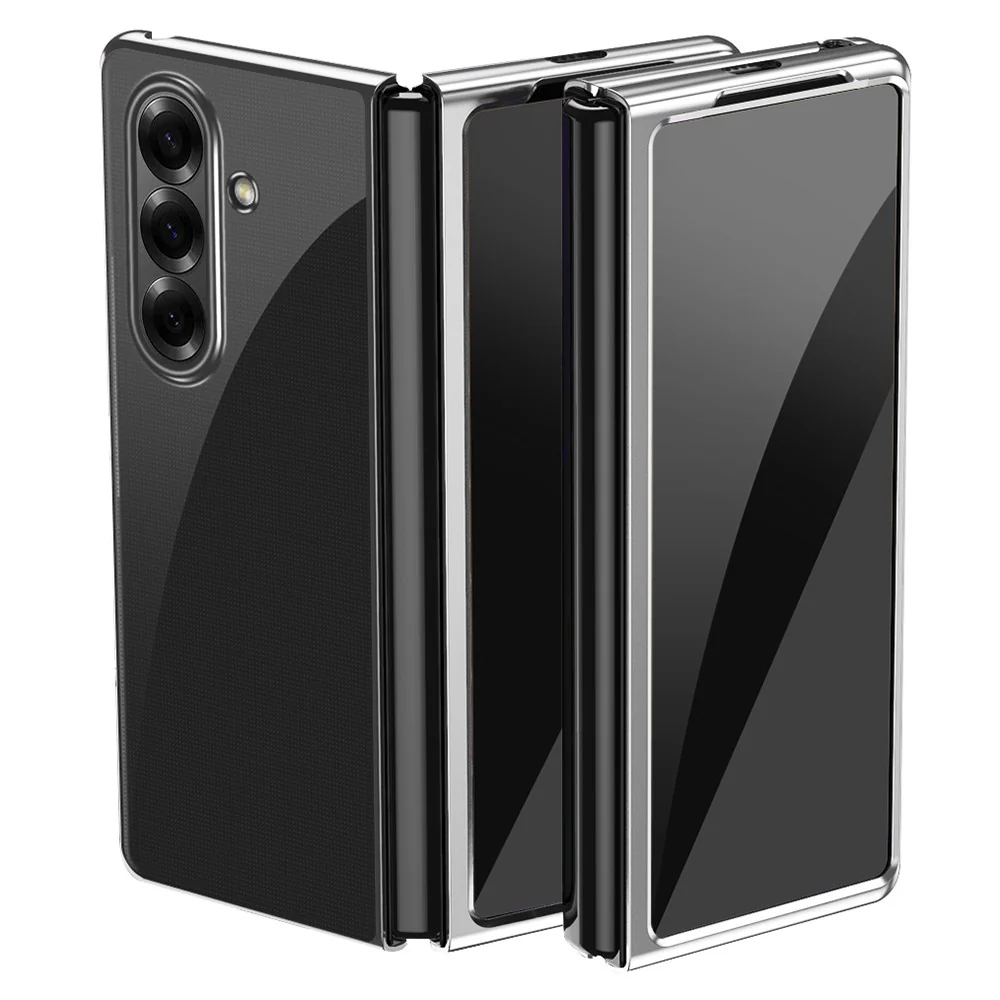 For Samsung Galaxy Z Fold7 5G Case Clear PC Electroplating Hard Phone Cover - Silver