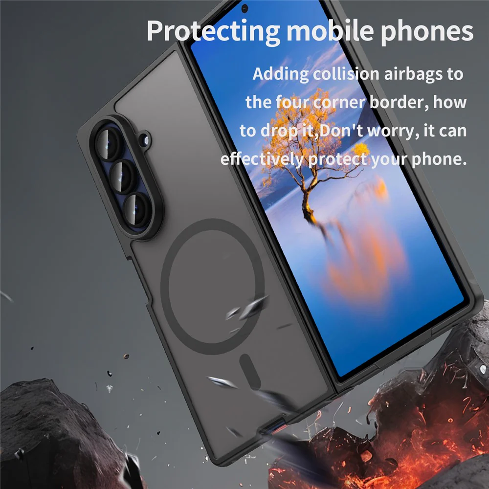 For Samsung Galaxy Z Fold7 5G Case Compatible with MagSafe Anti Drop PC + TPU Phone Cover - Black - Image 5