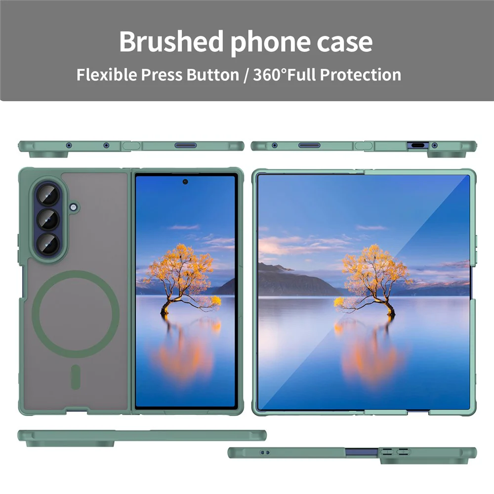 For Samsung Galaxy Z Fold7 5G Case Compatible with MagSafe Anti Drop PC + TPU Phone Cover - Green - Image 3