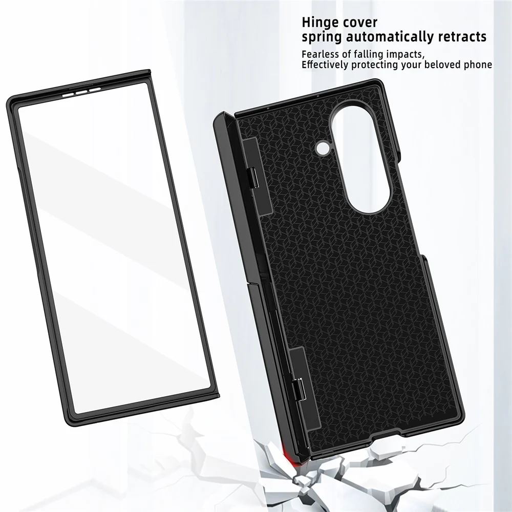For Samsung Galaxy Z Fold7 5G Case Cube Pattern Magnetic Spring Hinge Kickstand PC Phone Cover with Screen Film - Green - Image 7