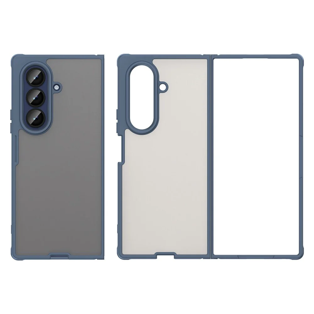 For Samsung Galaxy Z Fold7 5G Case Drop Proof Airbags Frosted Translucent PC + TPU Phone Back Cover - Blue - Image 2