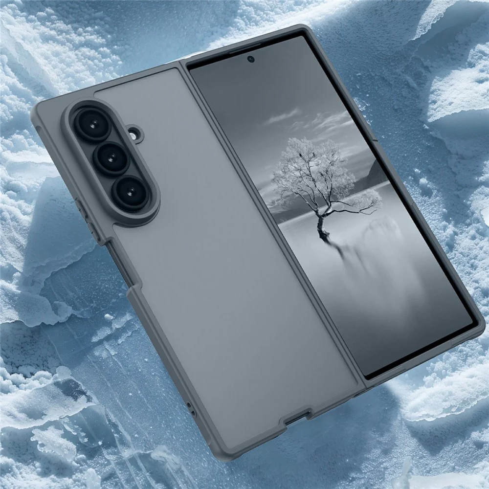 For Samsung Galaxy Z Fold7 5G Case Drop Proof Airbags Frosted Translucent PC + TPU Phone Back Cover - Blue - Image 6