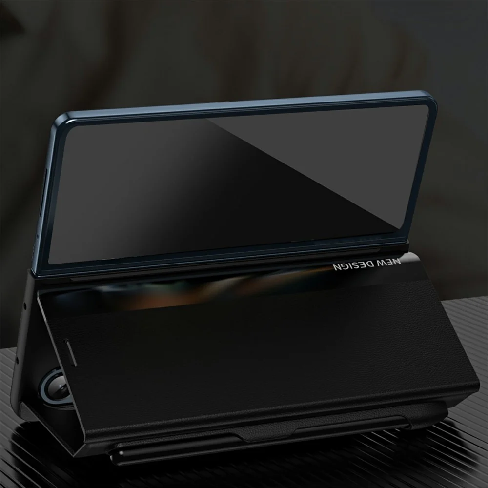 For Samsung Galaxy Z Fold7 5G Case Electroplating Pen Slot PU + PC Phone Cover with Stylus - Sapphire - Image 3
