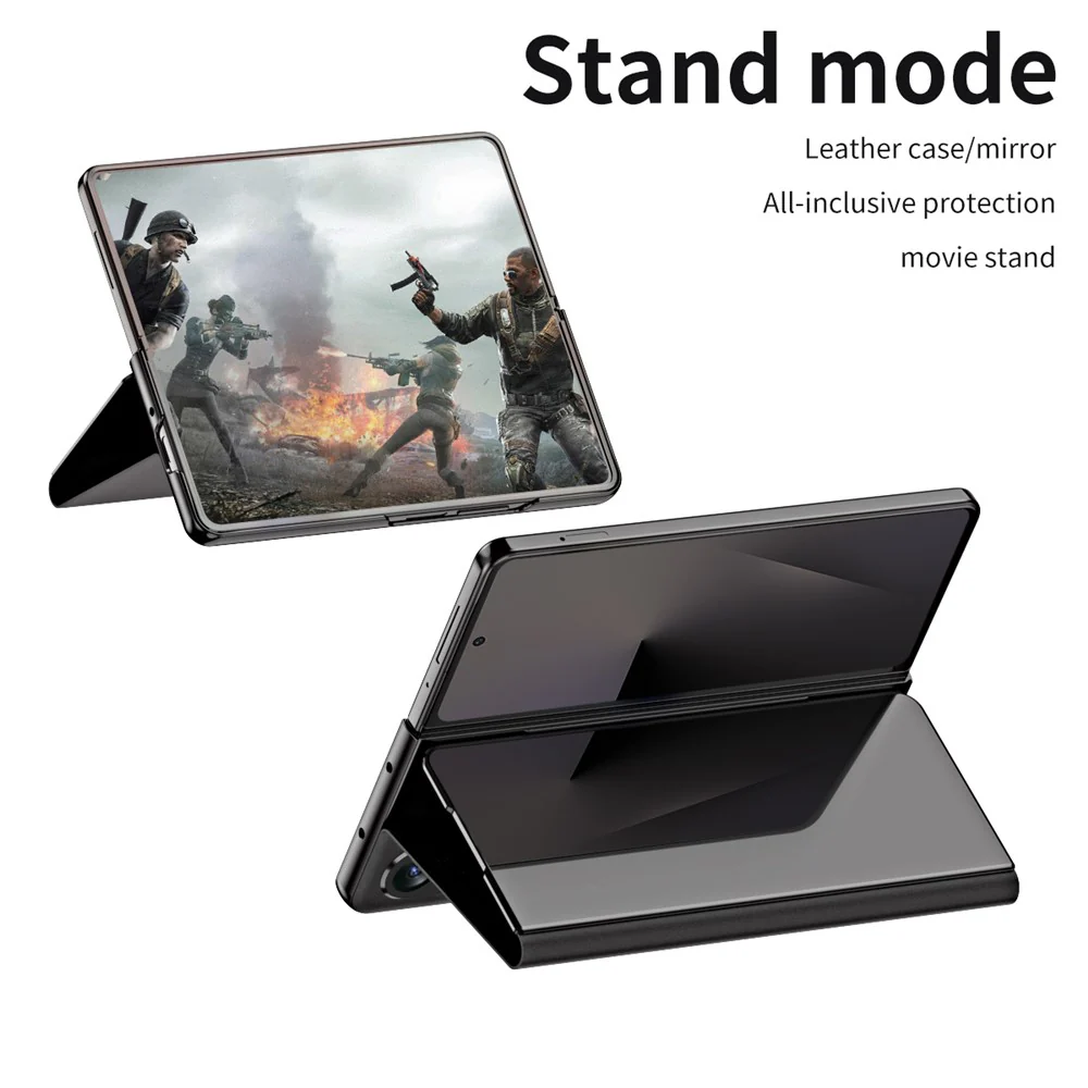 For Samsung Galaxy Z Fold7 5G Case Electroplating View Window Stand Leather Phone Cover - Black - Image 3