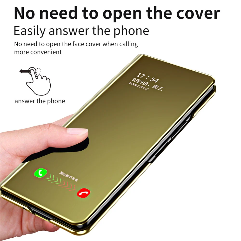 For Samsung Galaxy Z Fold7 5G Case Electroplating View Window Stand Leather Phone Cover - Gold - Image 7