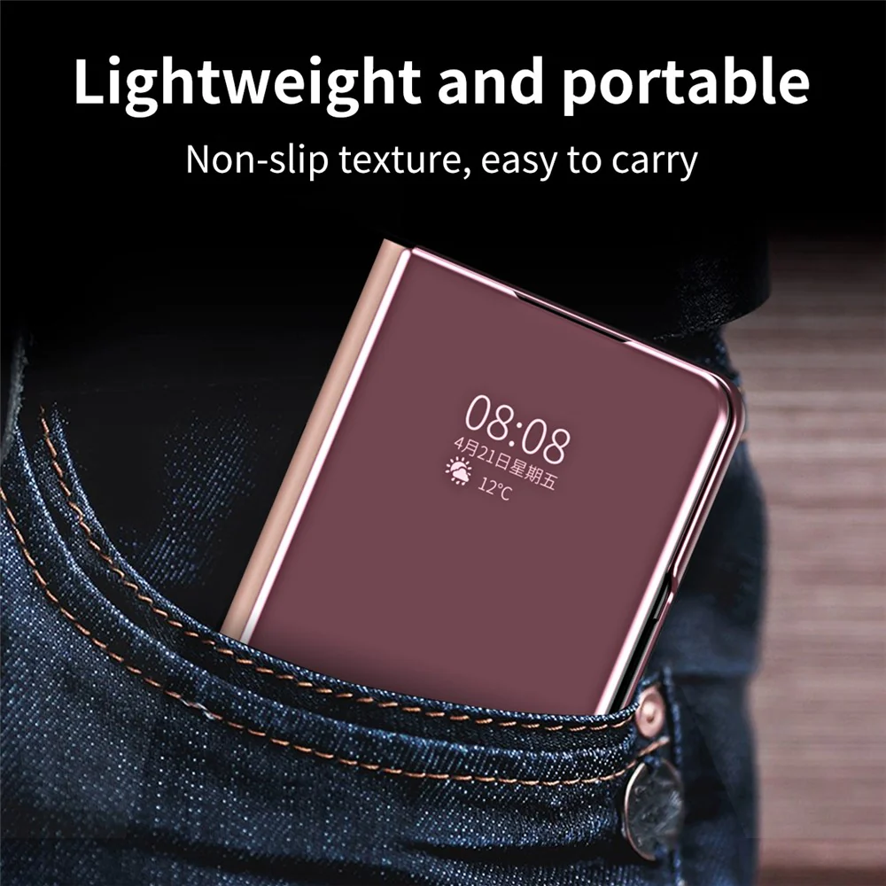 For Samsung Galaxy Z Fold7 5G Case Electroplating View Window Stand Leather Phone Cover - Pink - Image 2
