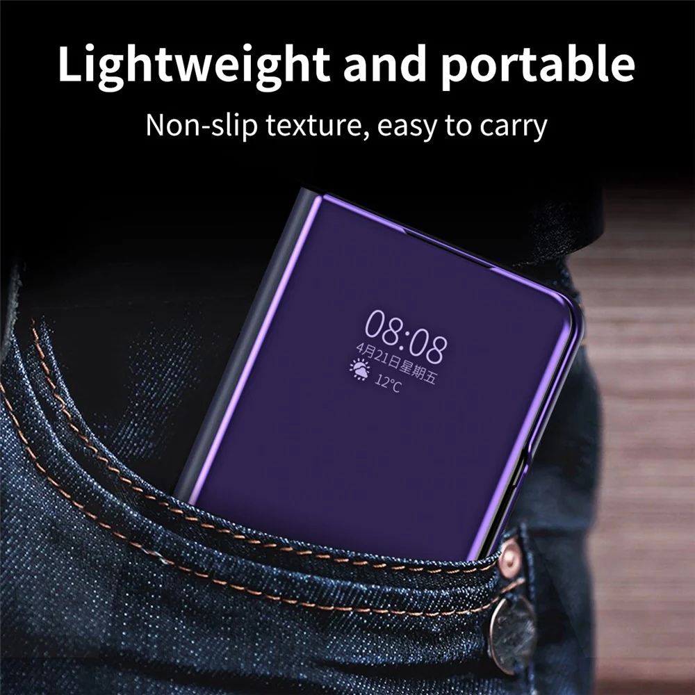 For Samsung Galaxy Z Fold7 5G Case Electroplating View Window Stand Leather Phone Cover - Purple - Image 2
