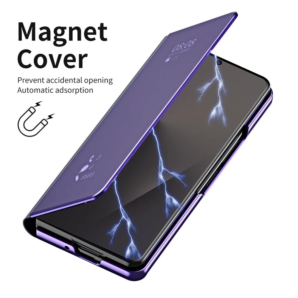 For Samsung Galaxy Z Fold7 5G Case Electroplating View Window Stand Leather Phone Cover - Purple - Image 5