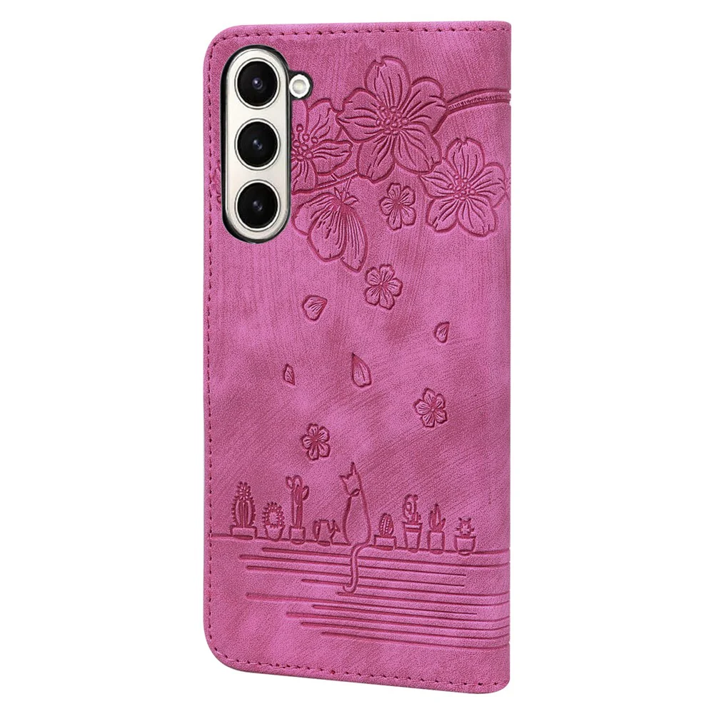 For Samsung Galaxy Z Fold7 5G Case Flip Stand Leather Phone Cover Cherry Blossom Cat Imprinted - Rose - Image 6