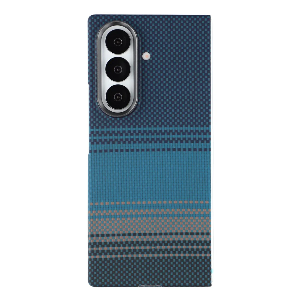 For Samsung Galaxy Z Fold7 5G Case Gradient Aramid Fiber Magnetic Phone Cover with Metal Lens Frame - Blue Floating Weave - Image 2