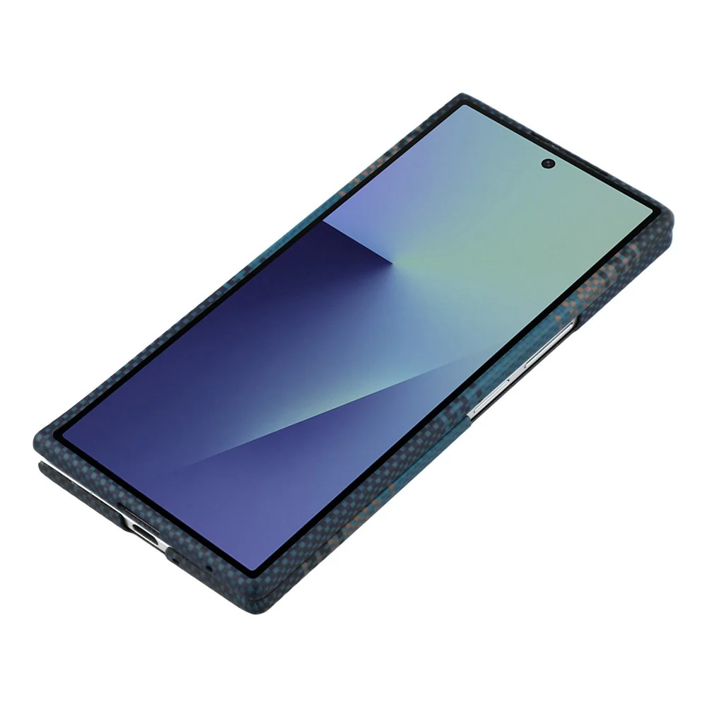 For Samsung Galaxy Z Fold7 5G Case Gradient Aramid Fiber Magnetic Phone Cover with Metal Lens Frame - Blue Floating Weave - Image 5