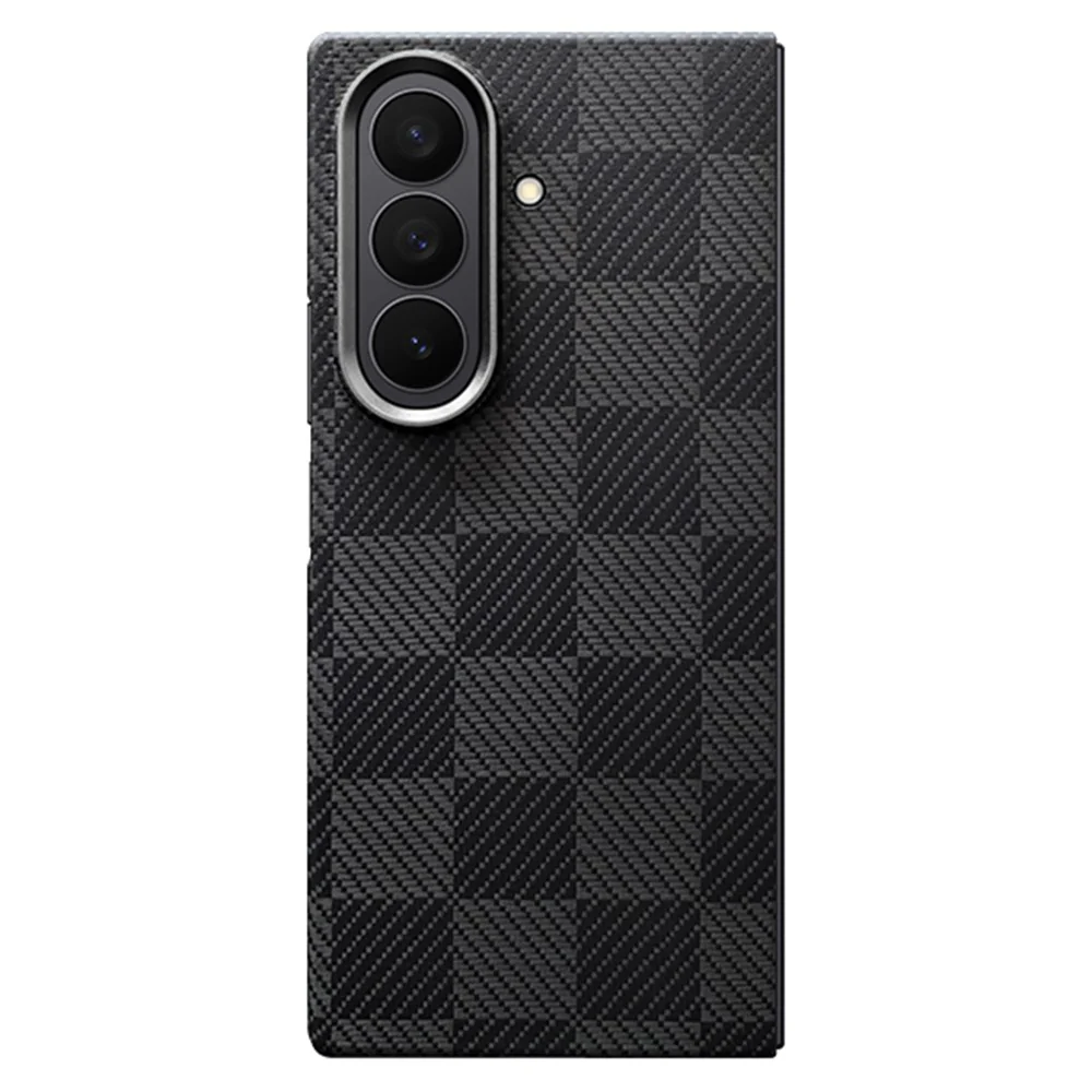 For Samsung Galaxy Z Fold7 5G Case Grid Texture Aramid Fiber Magnetic Phone Cover with Front Frame
