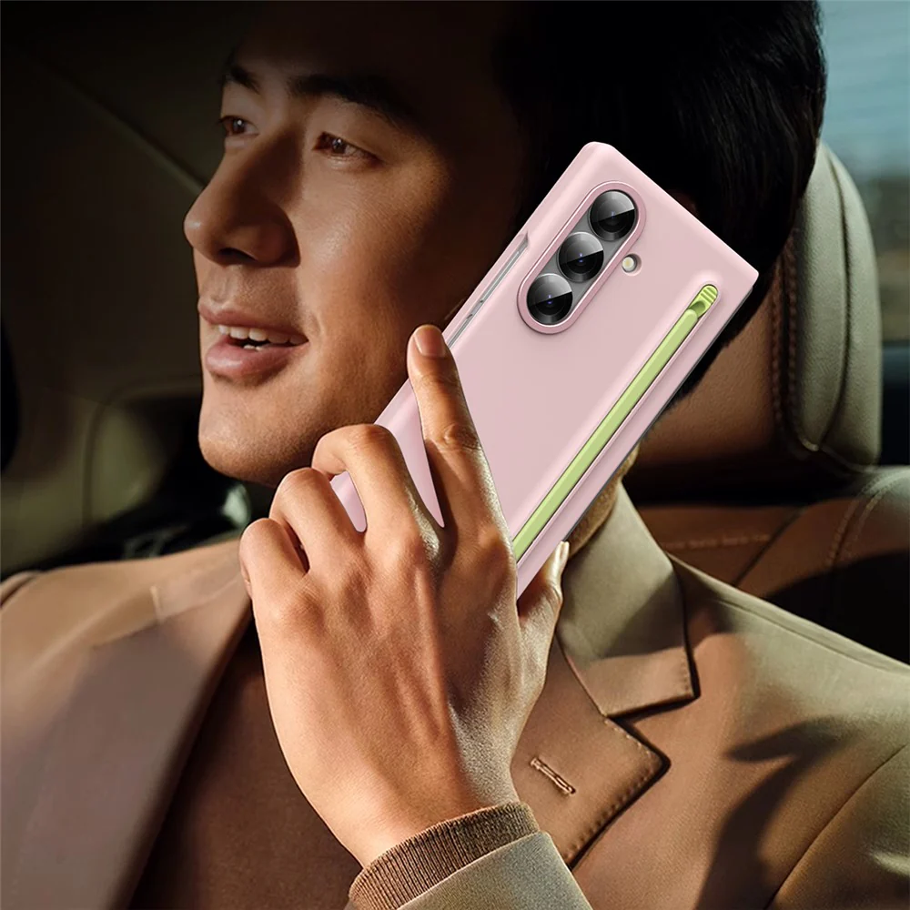 For Samsung Galaxy Z Fold7 5G Case Hard PC Phone Cover with Stylus - Pink - Image 6