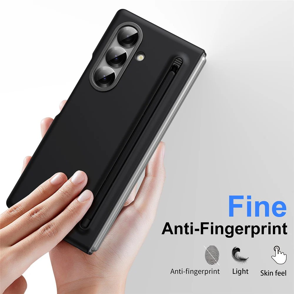 For Samsung Galaxy Z Fold7 5G Case Hard PC Phone Cover with Tempered Glass Film and Stylus - Black - Image 5
