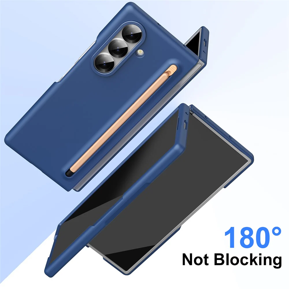 For Samsung Galaxy Z Fold7 5G Case Hard PC Phone Cover with Tempered Glass Film and Stylus - Sapphire - Image 2