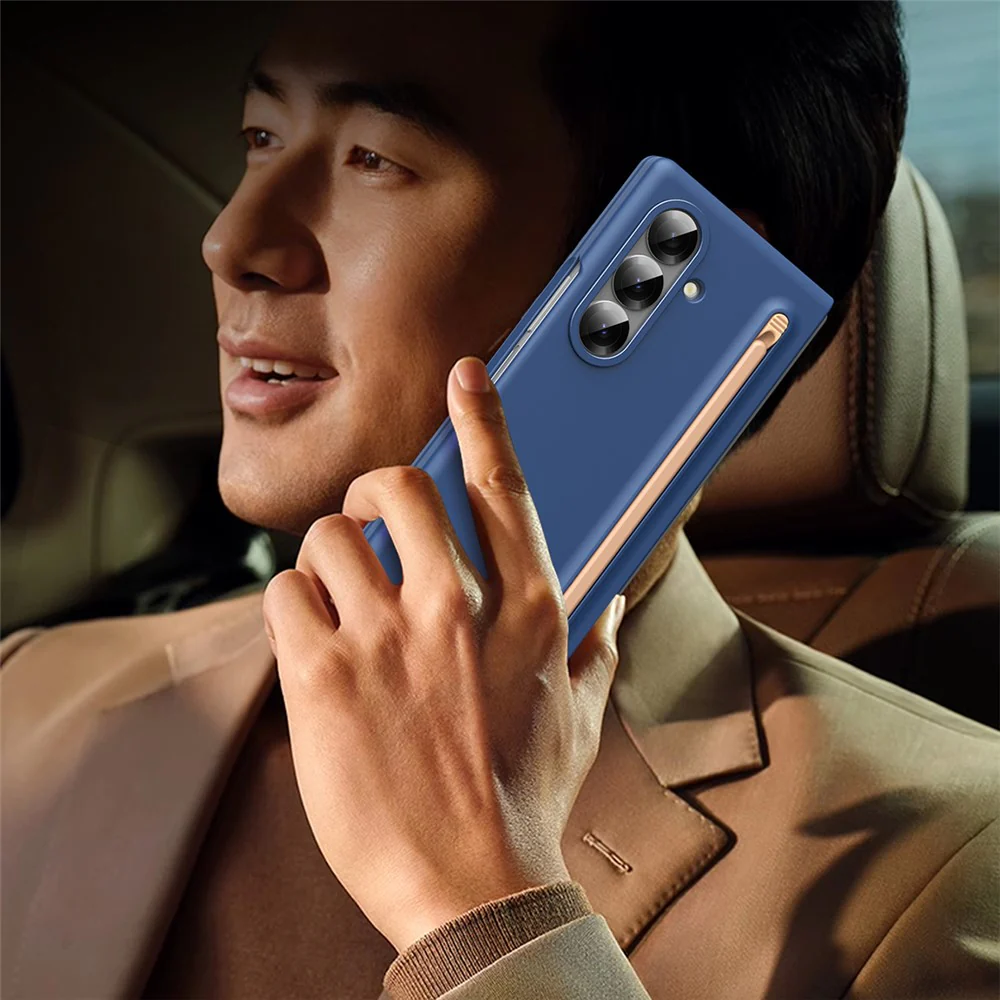 For Samsung Galaxy Z Fold7 5G Case Hard PC Phone Cover with Tempered Glass Film and Stylus - Sapphire - Image 6