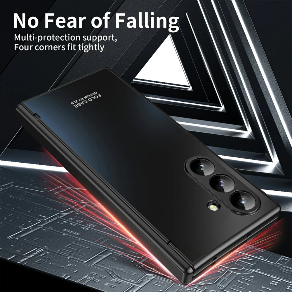 For Samsung Galaxy Z Fold7 5G Case Hard PC Shockproof Phone Cover with Front Screen Film - Black - Image 5