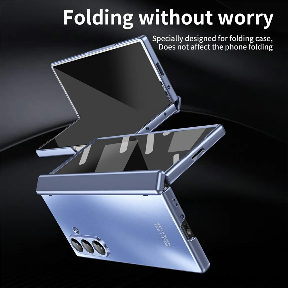 For Samsung Galaxy Z Fold7 5G Case Hard PC Shockproof Phone Cover with Front Screen Film - Blue - Image 7