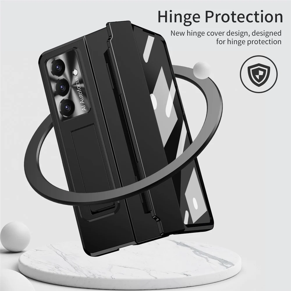 For Samsung Galaxy Z Fold7 5G Case Hinge Protection Hard PC Phone Cover with Screen Film - Black - Image 4