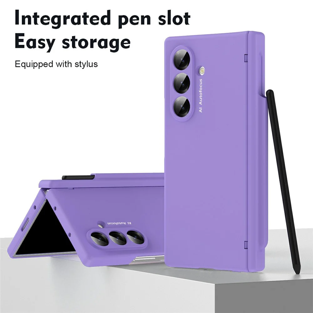 For Samsung Galaxy Z Fold7 5G Case Hinge Protection PC Phone Cover with Stylus / Stylus Slot - Purple - Image 6