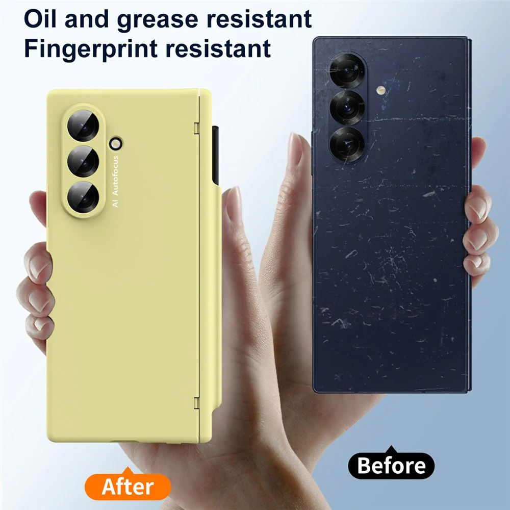 For Samsung Galaxy Z Fold7 5G Case Hinge Protection PC Phone Cover with Stylus / Stylus Slot - Yellow - Image 4