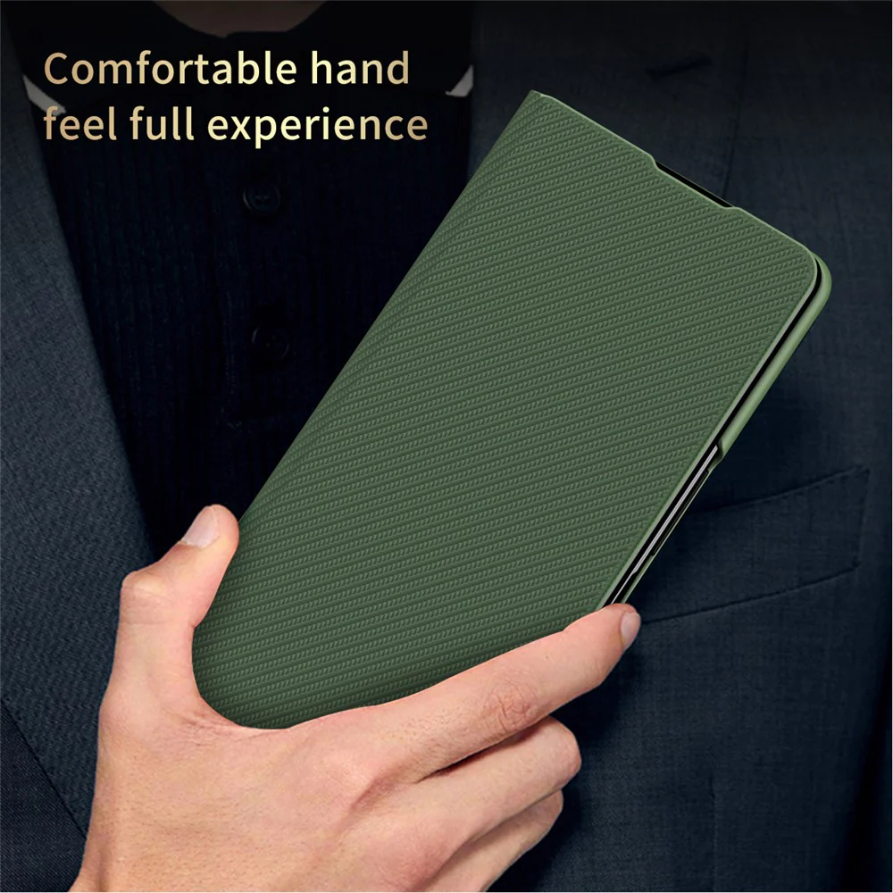 For Samsung Galaxy Z Fold7 5G Case Kevlar Texture Leather + PC Stand Phone Cover - Green - Image 5