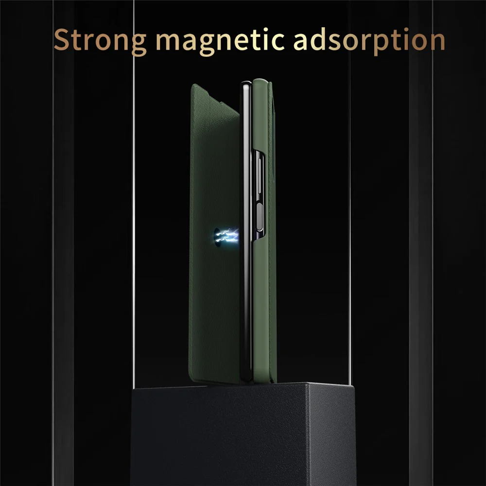 For Samsung Galaxy Z Fold7 5G Case Kevlar Texture Leather + PC Stand Phone Cover - Green - Image 8