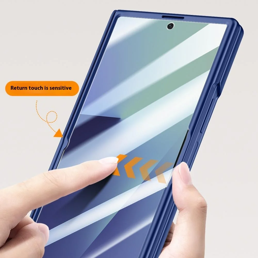 For Samsung Galaxy Z Fold7 5G Case Kickstand Hard PC Phone Cover with HD Tempered Glass Film - Black - Image 2