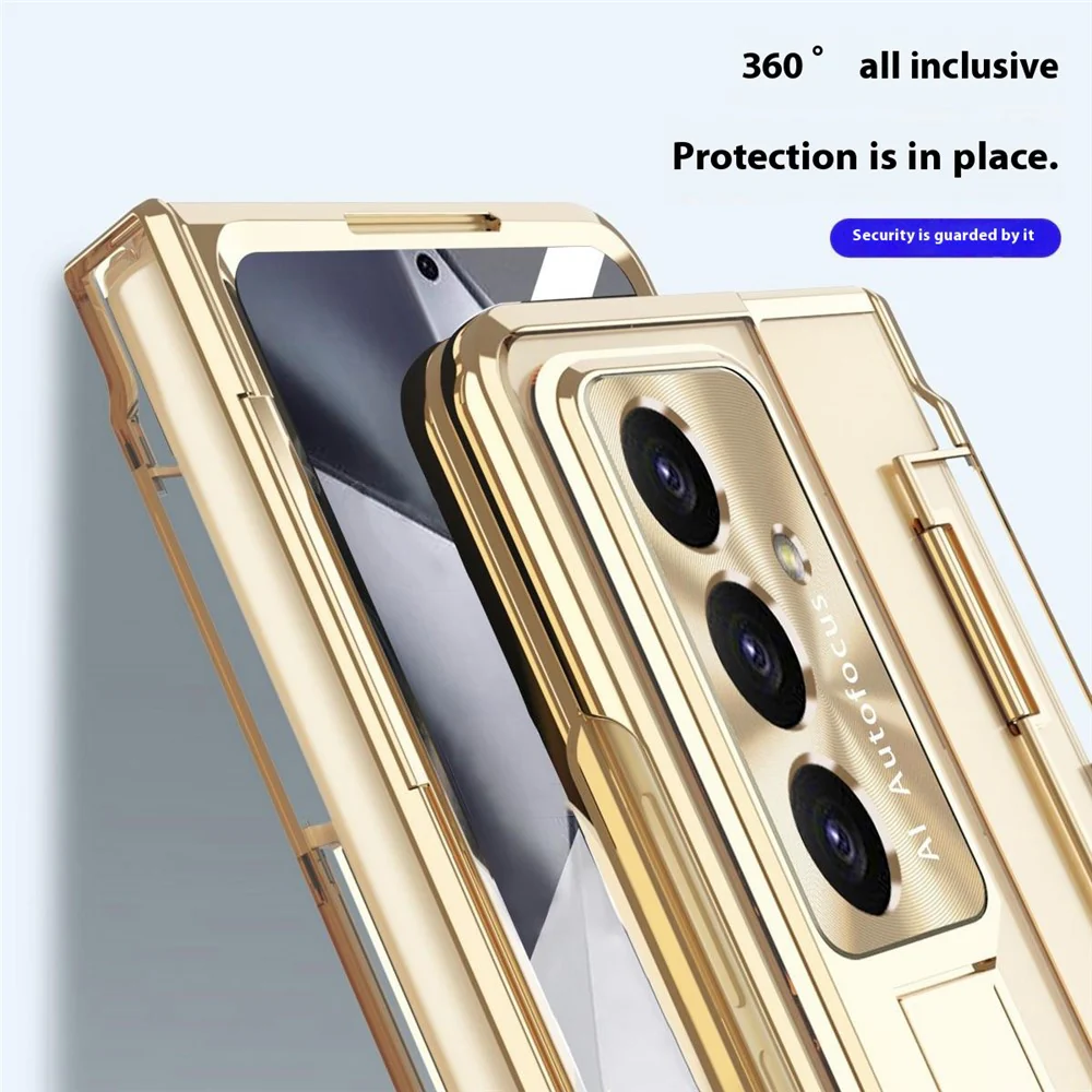 For Samsung Galaxy Z Fold7 5G Case Kickstand Hard PC Phone Cover with Screen Film / Stylus - Transparent - Image 5