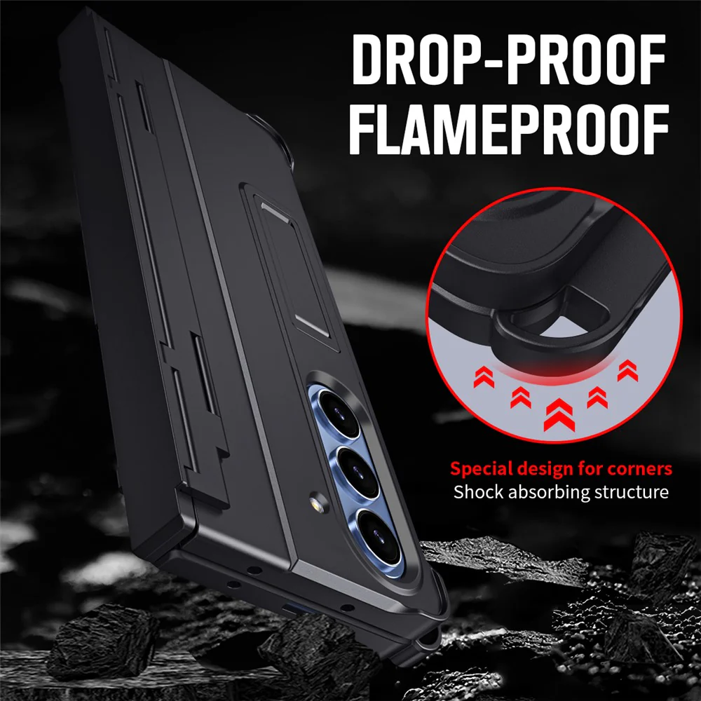 For Samsung Galaxy Z Fold7 5G Case Kickstand Hard PC Phone Cover with Stylus / Screen Protector - Black - Image 8