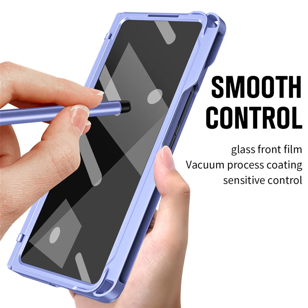 For Samsung Galaxy Z Fold7 5G Case Kickstand Hard PC Phone Cover with Stylus / Screen Protector - Purple - Image 7