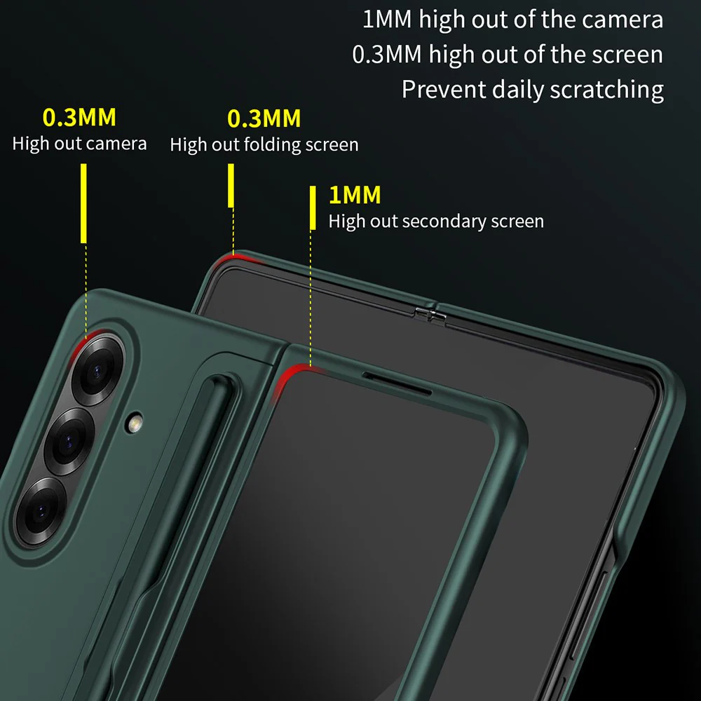 For Samsung Galaxy Z Fold7 5G Case Kickstand Hard PC Slim Phone Cover with Stylus - Green - Image 3