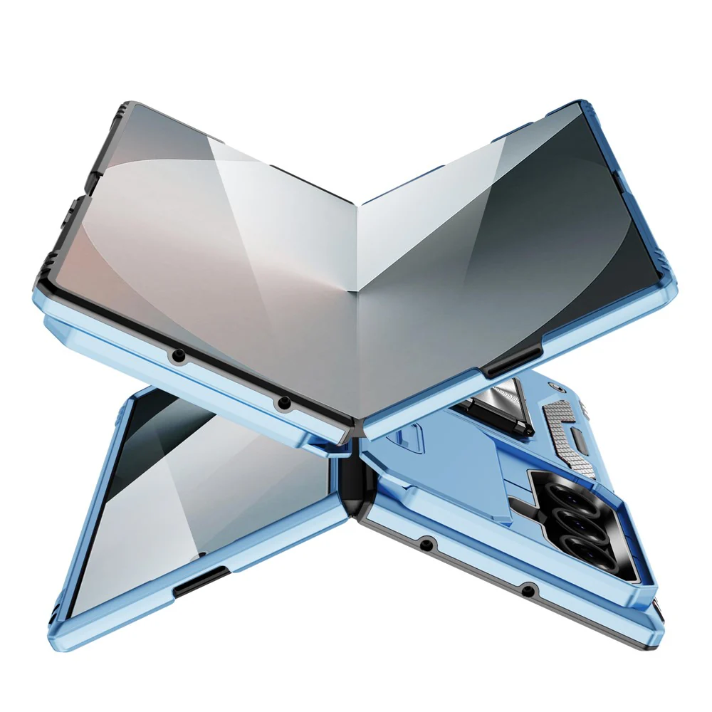 For Samsung Galaxy Z Fold7 5G Case Kickstand Slide Lens Lid PC + TPU Drop - Baby Blue - Image 2
