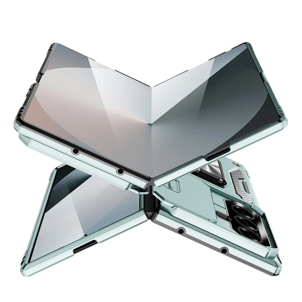 For Samsung Galaxy Z Fold7 5G Case Kickstand Slide Lens Lid PC + TPU Drop - Green - Image 2