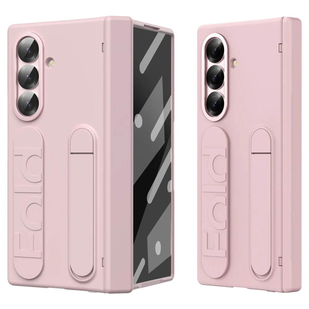For Samsung Galaxy Z Fold7 5G Case Kickstand Wristband Hard PC Phone Cover - Pink