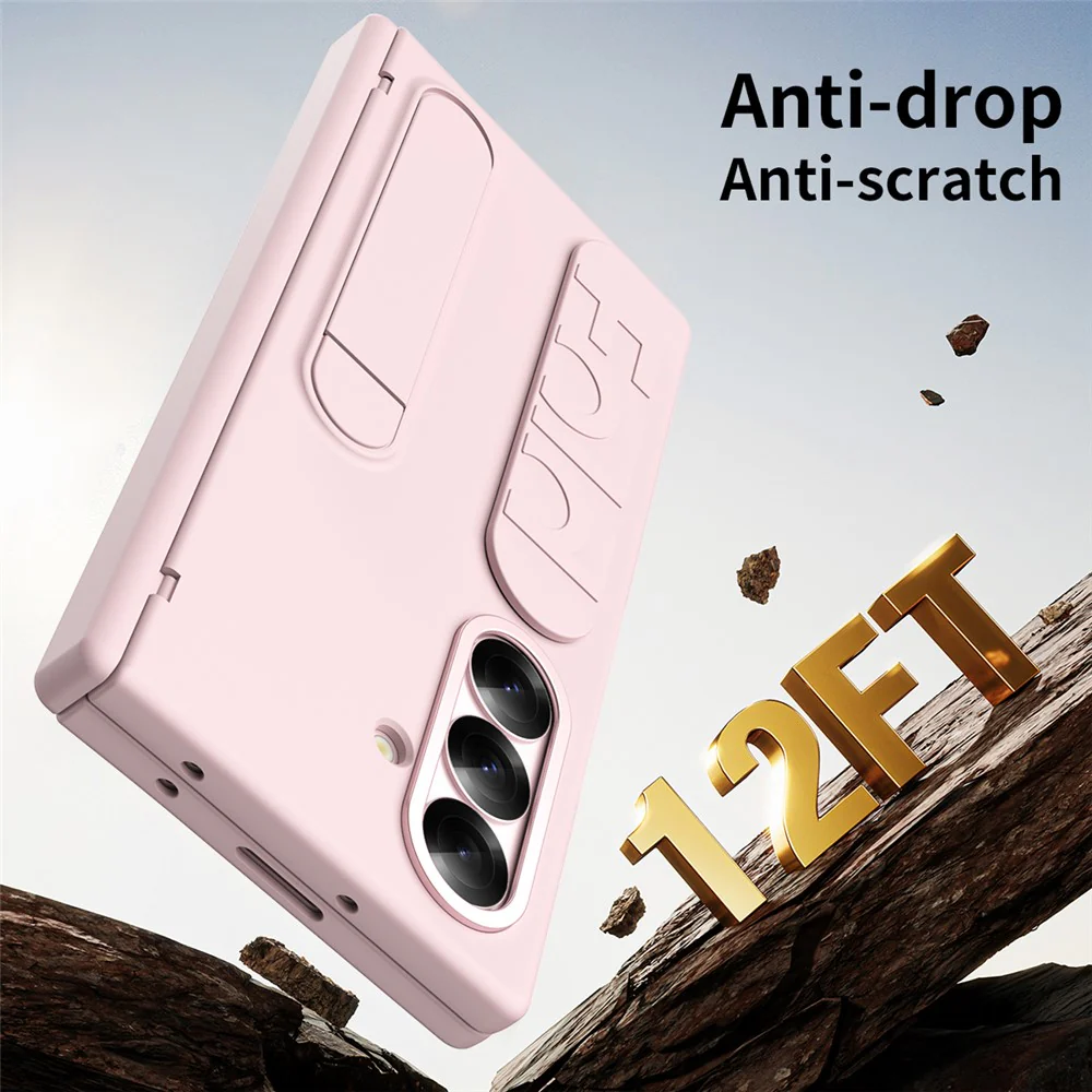 For Samsung Galaxy Z Fold7 5G Case Kickstand Wristband Hard PC Phone Cover - Pink - Image 7
